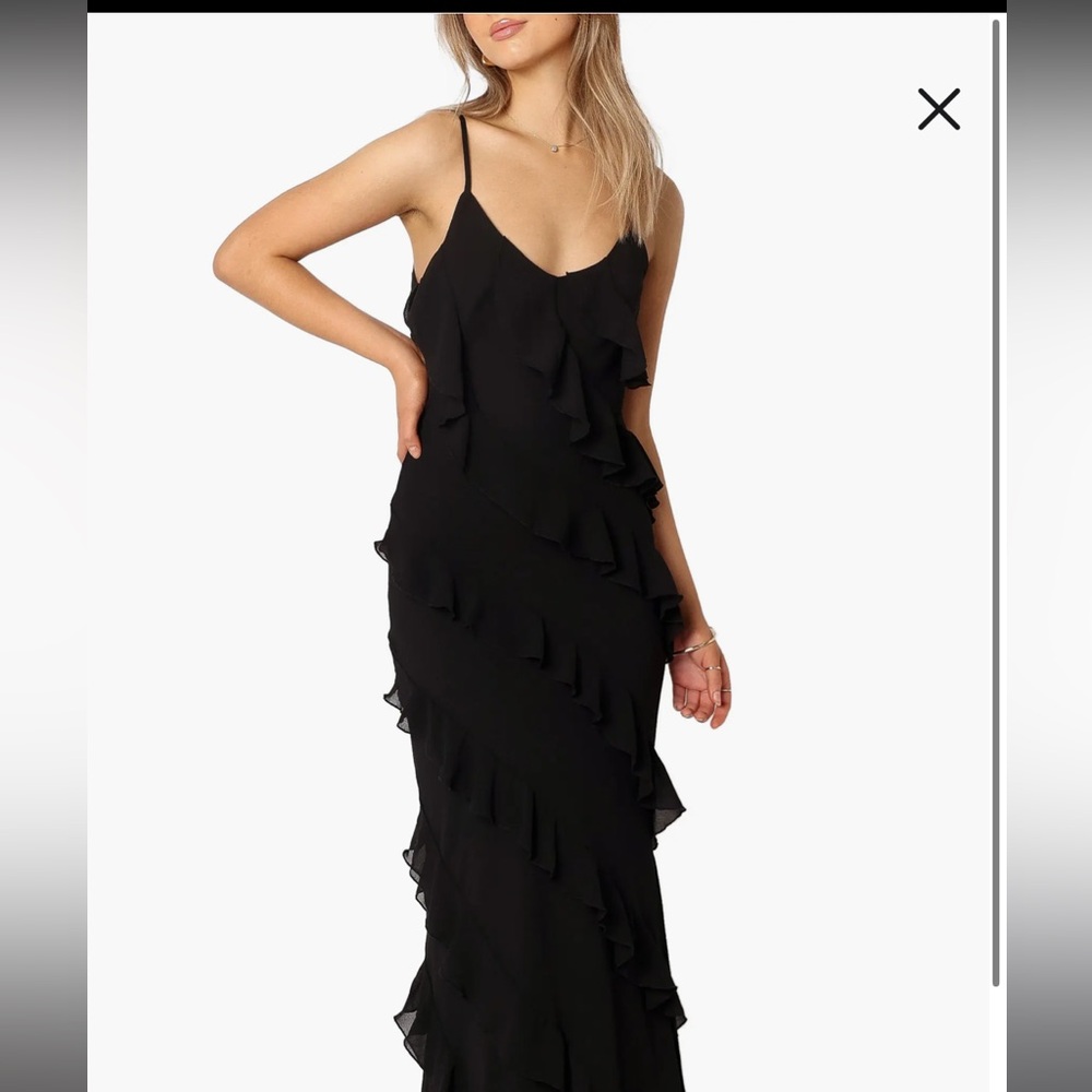 Petal & Pup Ciao Ruffle Chiffon Gown - Black